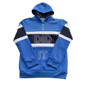 Pacific Blue Boys I DID IT Colorblock Fleece Hoodie Royal Blue Size M 10/12 NWT